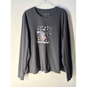 Life is Good Winter Hedgehog Crusher Tee Long Sleeve Plus Size Women's 3X XXXL